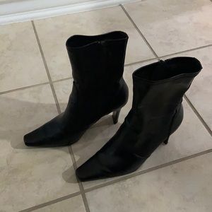Black leather booties
